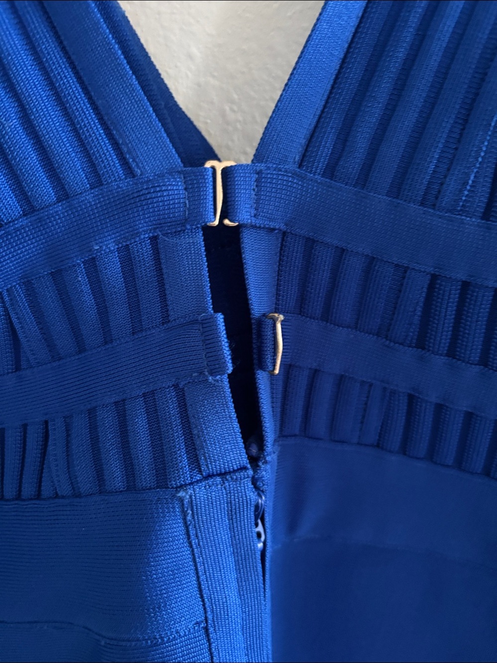 bebe Cobalt Blue V-Neck Ribbed Midi Dress - Picture 5 of 5